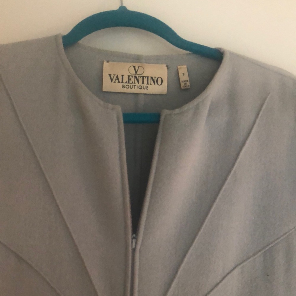 Valentino Gray Cape Sophisticated Wool Blend